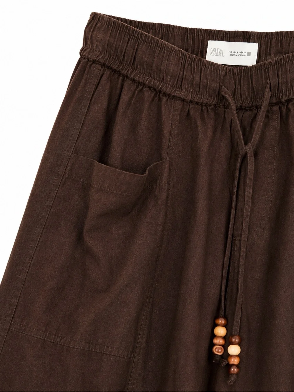 Zara Relaxed Drawstring Linen Pants - Brown - Size 4
